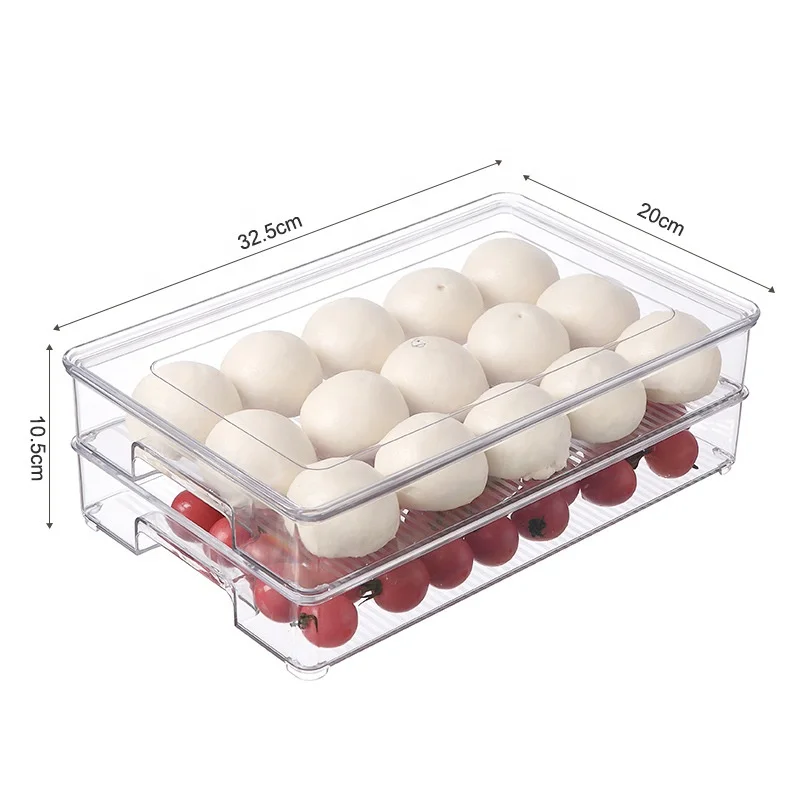 

K-2582 Wholesale Plastic Fridge Bins Food Storage Container Kitchen Refrigerator Storage Organizer, Clear