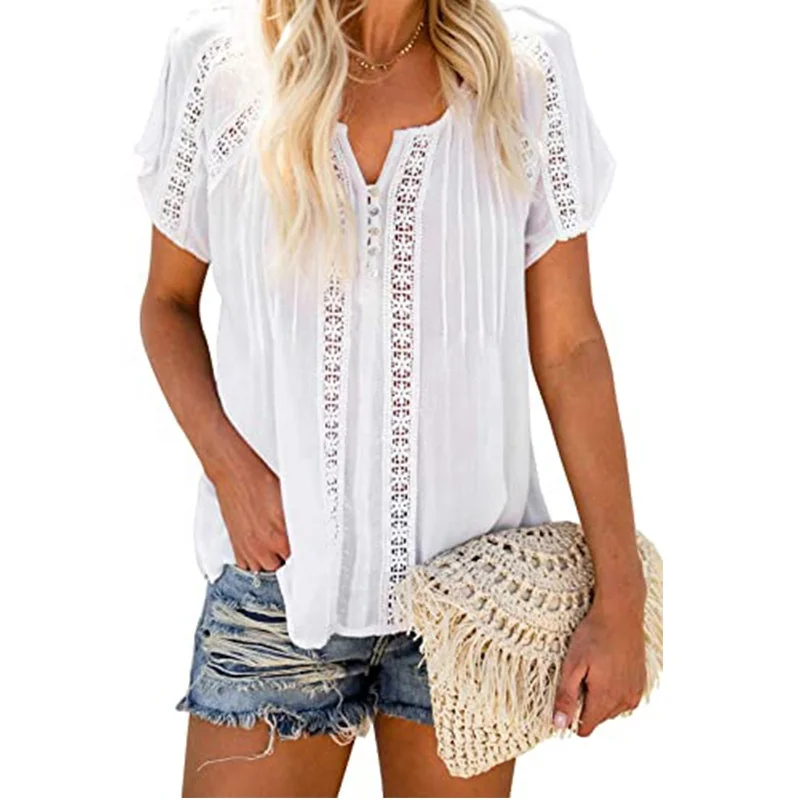 

Free Shipping T475 V Neck Solid Color Casual Elegant Office Top Plus Size Pullover Women Summer Sexy Hollow Out Tshirt