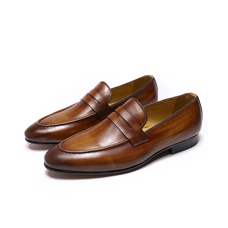 

Branded formal loafers shoes genuine leather for men low price, Brown/black/dark brown