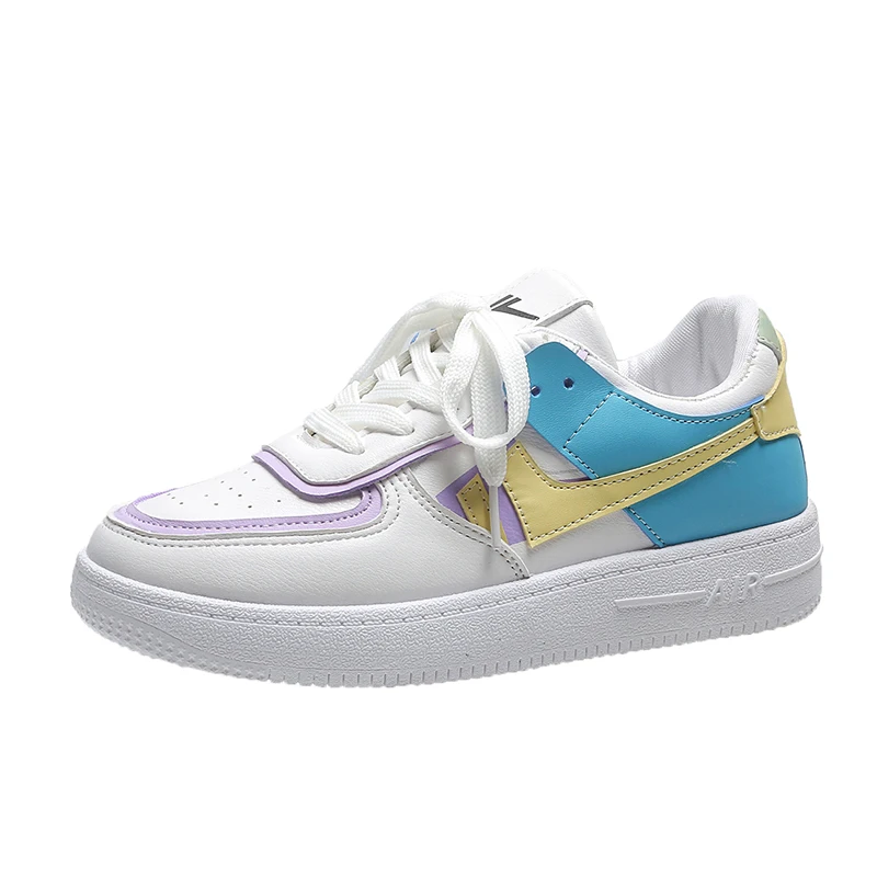 

2021 Hot Fashion Leather Women High Low White Black Fashion Sports Sneakers Skateboarding Walking Style Shoes, Pink