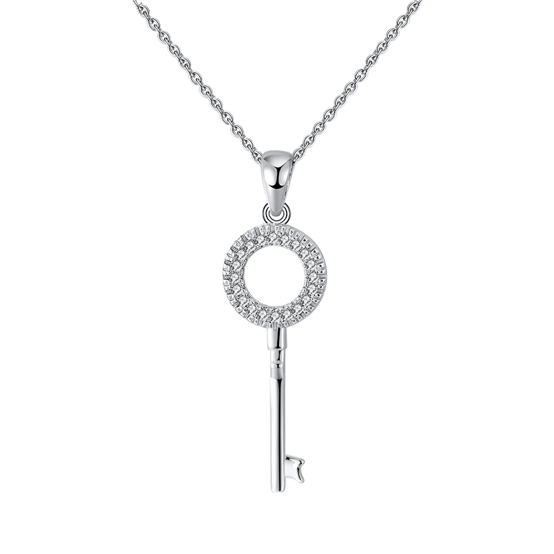 

RINNTIN SN220 Valentine Gift Jewellery for Women Men Real 925 Sterling Silver Key Pendant Necklace
