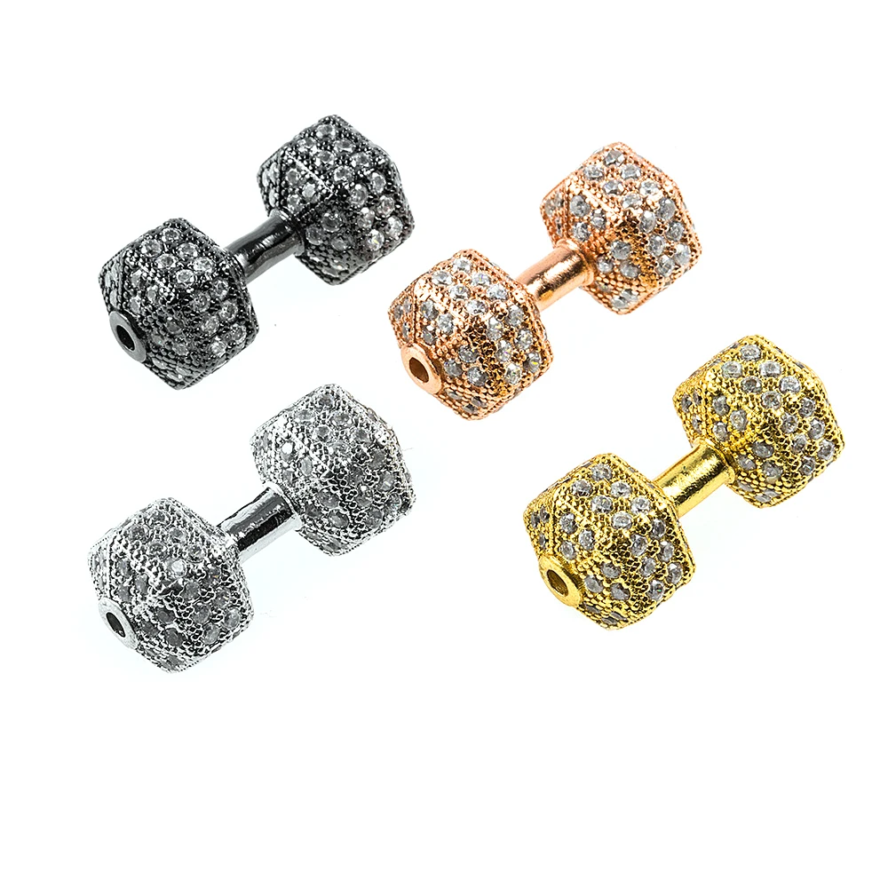 

8*18 mm New Design CZ Jewelry Dumbbell Shape Diamond Micro Pave Jewelry Charm Pendant, Multi color