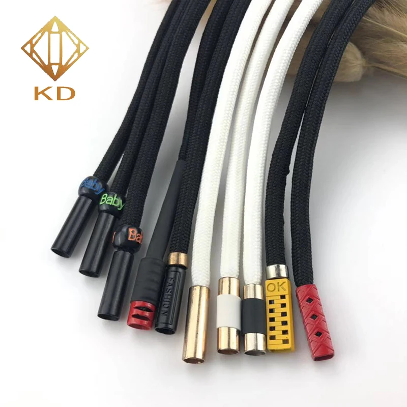 

Polyester Braided Round Rope With Metal Tipping End For Hoodie Shoes, Custom color