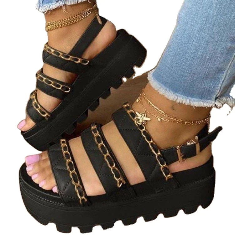 

Flat Fashion Trend Spring Summer Pu Autumn Pu Platform sandals lady beach shoes casual shoes The female women sandals