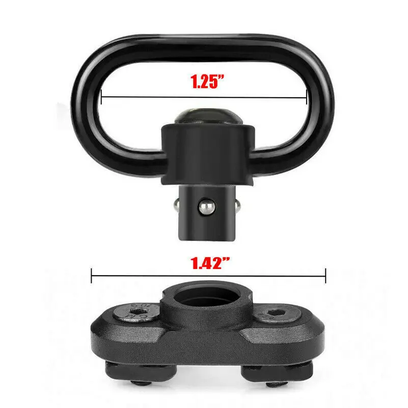 

M-Rail System Heavy Duty Tactical 2-Pack 1.25 Inch Loop Quick Detach Release Push Button Sling Swivel for Two Point Rifle Sling, Black