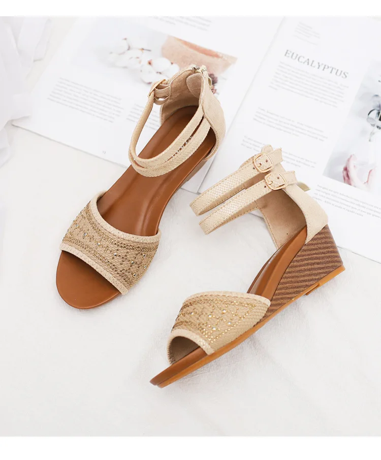 

2021 Fashion Casual Designer Custom Ladies Sandals Trendy Shoes With diamonds, Beige/pink/black