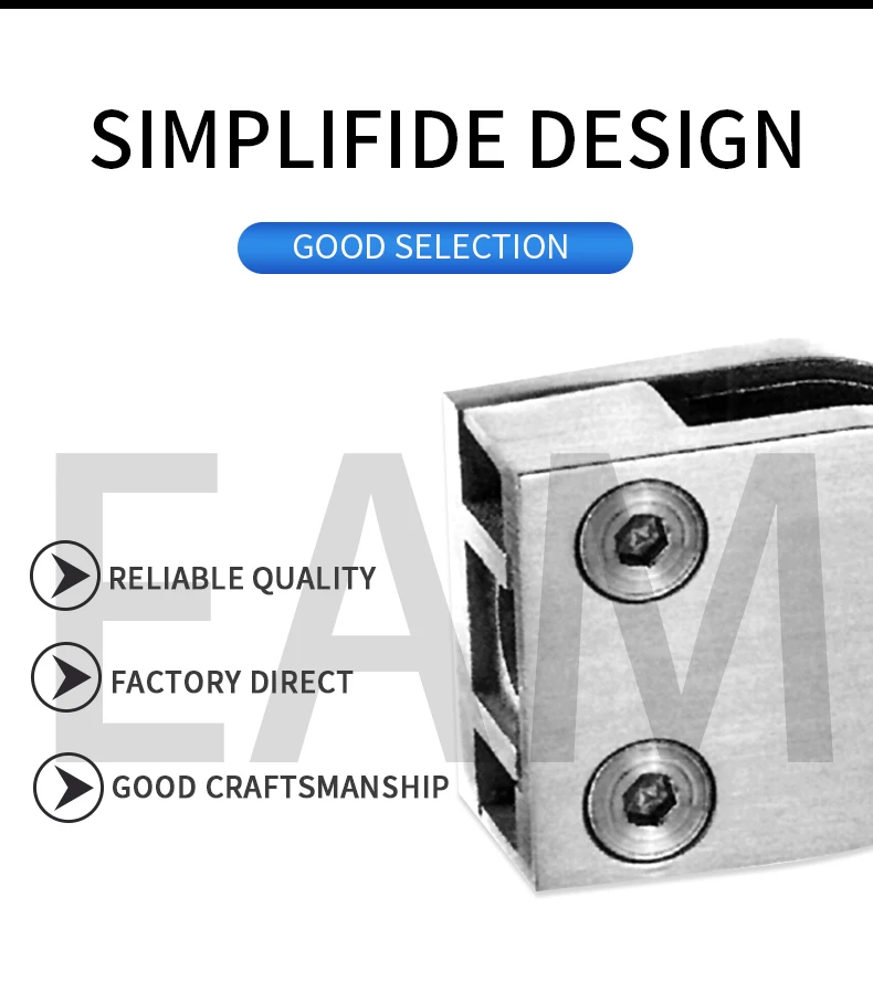 Solid thickening, durable, more resistant to aging and corrosion Stainless steel glass clamp B002