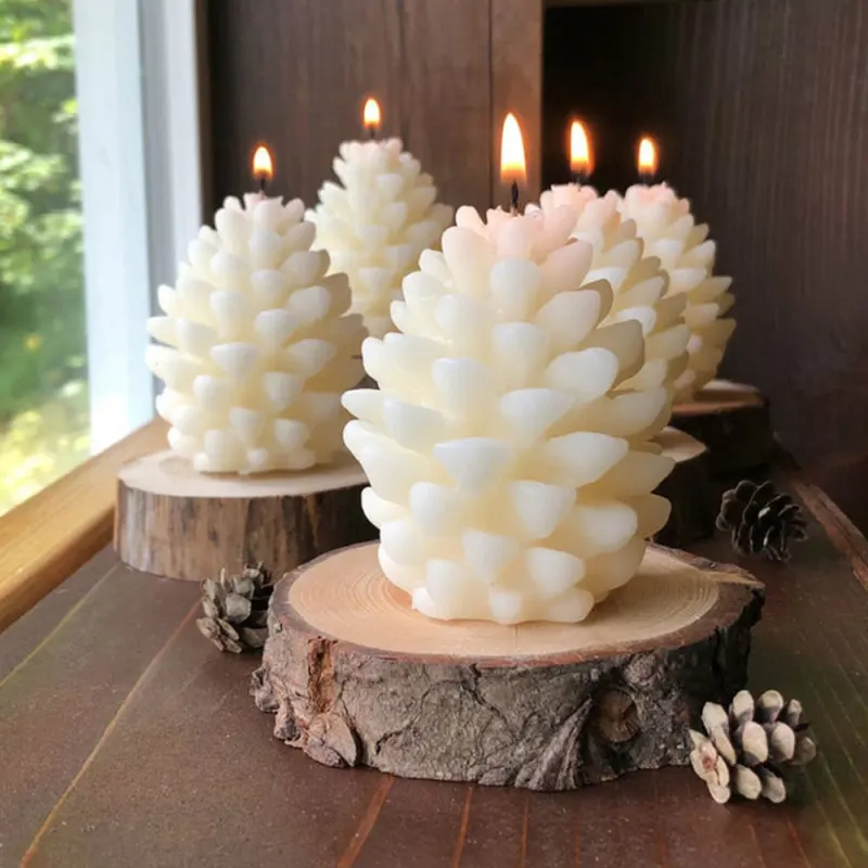 

Custom 3D Christmas Pine Cone Silicone Candle Mold DIY Handmade Aromatherapy DIY Set Pine Cone Cube Candle Mould