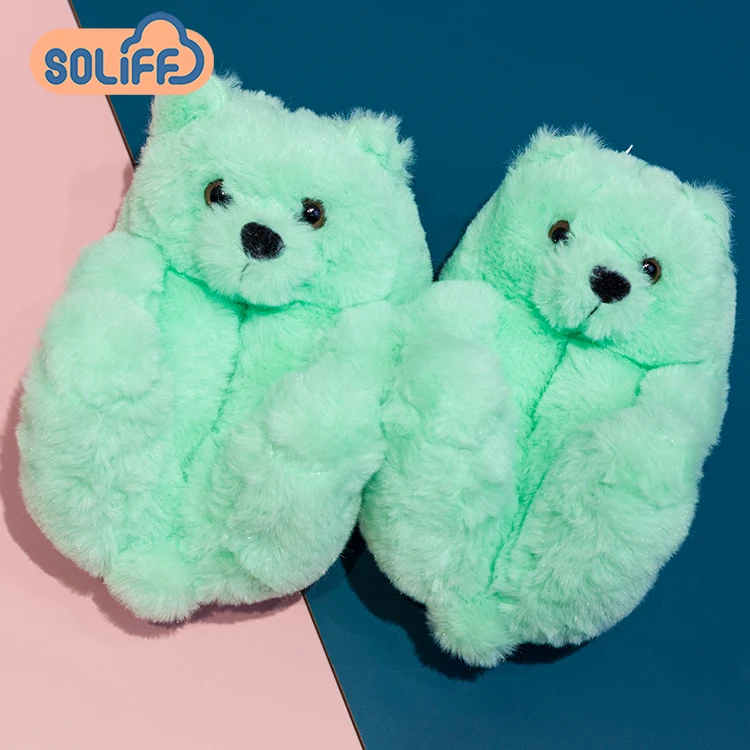 

Cute teddy bear slippers for kids woman indoor, Pink/yellow/grey or customized