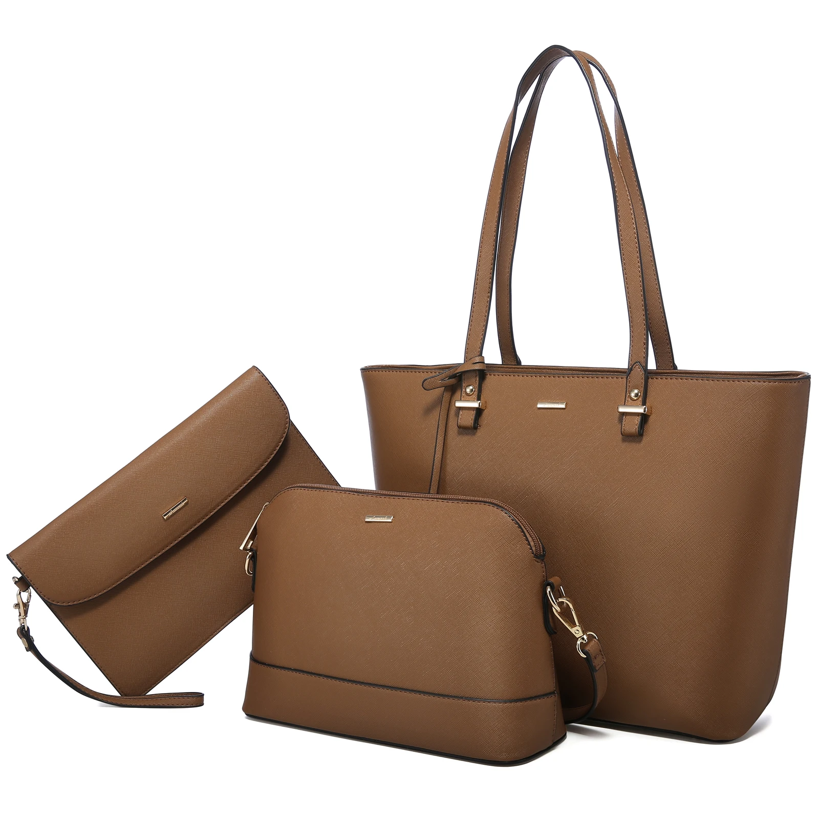 LOVEVOOK 2022 PU Leather 3 PCS Women Tote Bags Set Fashion Designer Purse and Handbags Crossbody Ladies Hand Bags
