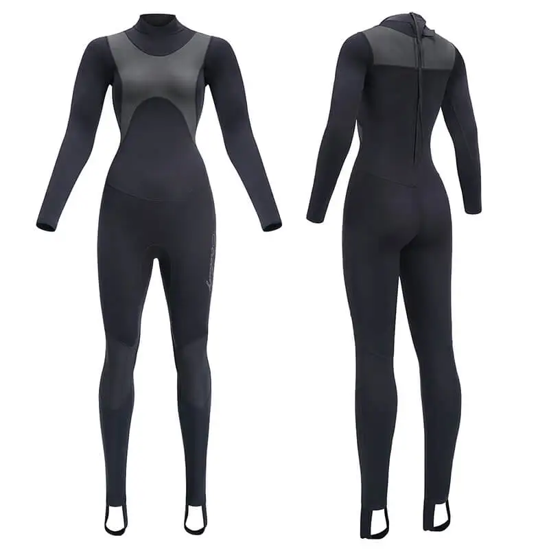 

Full Diving Suit For Women Surfing Swimming Long Sleeve Neoprene Keep Warm Wetsuit Zipper, Gray