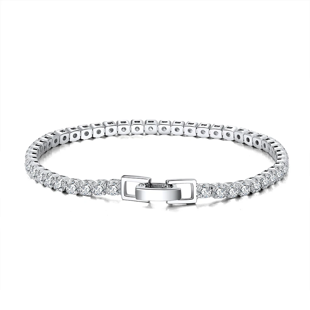 

RINNTIN SB92 Read 925 Sterling Silver Custom 3mm CZ Diamond Tennis Bracelet Women