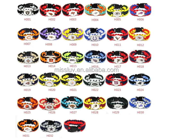 

custom football team logo plate paracord bracelets 32 NFL team logo survival paracord bracelets soccer fan world cup gifts