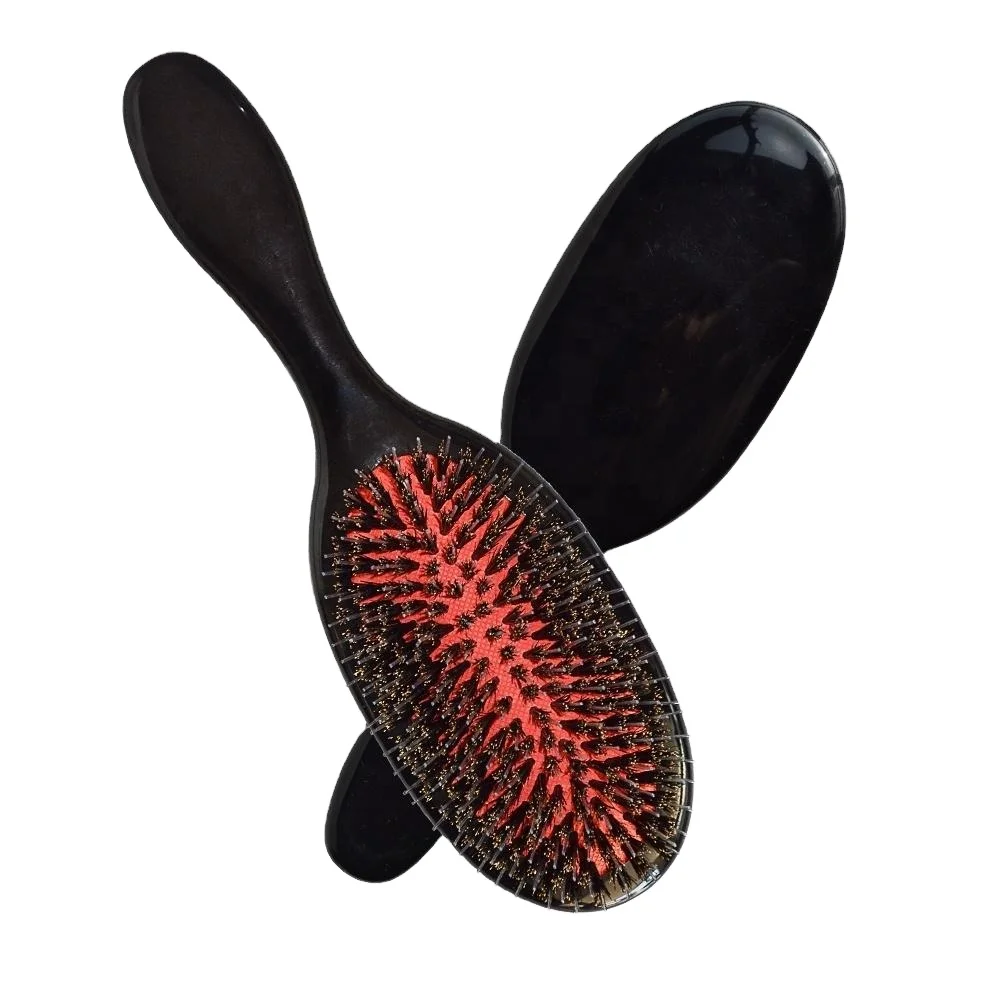 

Factory Price Hot-selling Plastic Boar Bristle Wig Brush For Hair Custom Extensions Brush, Black, white