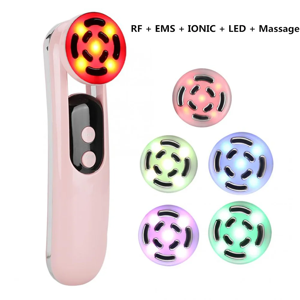 

5 in 1 High Frequency Device - Promote Face Cream Absorption - LED Blue & Red Light Wave - Lift & Firm Tighten Skin Wrinkles, Black,pink,white