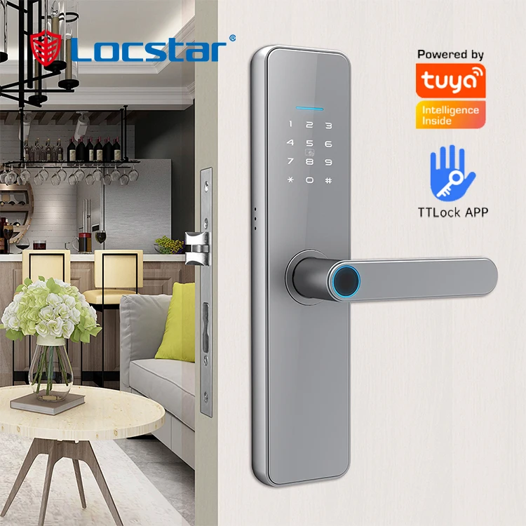 

Electric Handle Digital Security Digit Tuya Ttlock Wifi Keys Fingerprint Electronic Door Smart Locks For Front Door
