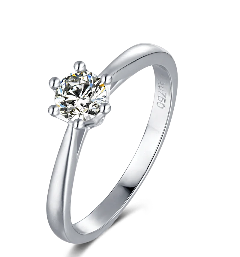 

Drop Shipping D Color Classic Six-Claw Moissan Stone Ring 0.50 Carat 925 Sterling Silver Ring Eternity Moissanite Ring Silver, Rhodium