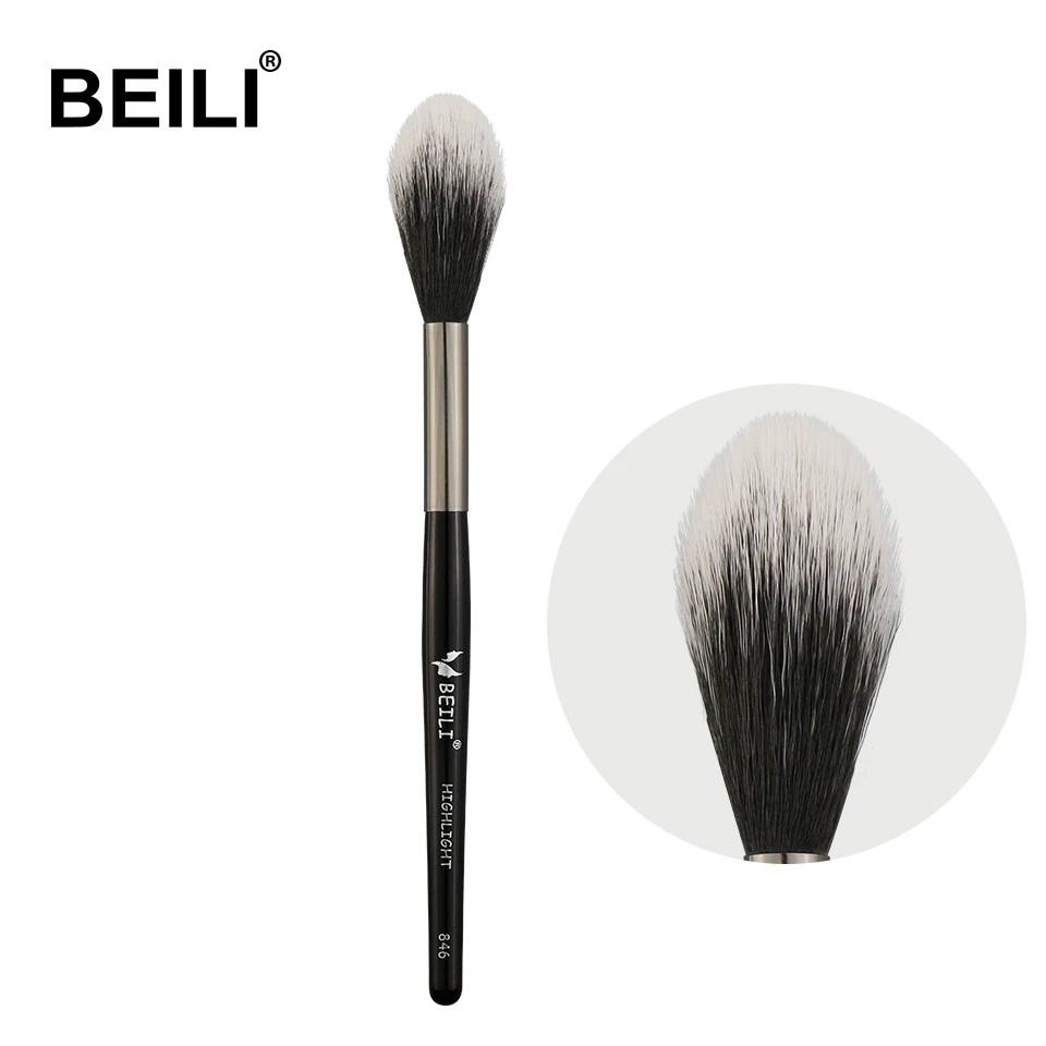 

BEILI black pincel maquiagem vegan Synthetic Hair highlighter single Makeup Brush Cosmetic Customize Logo brushes make up Tools