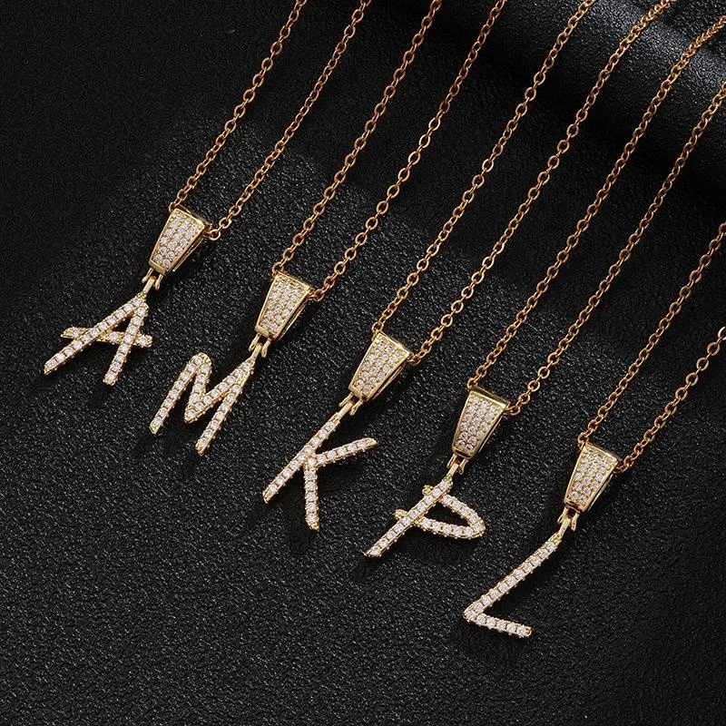 

Hip Hop Iced Out Personalized Custom Name Necklace Zirconia Diamond Letter Alphabet Necklace For Women