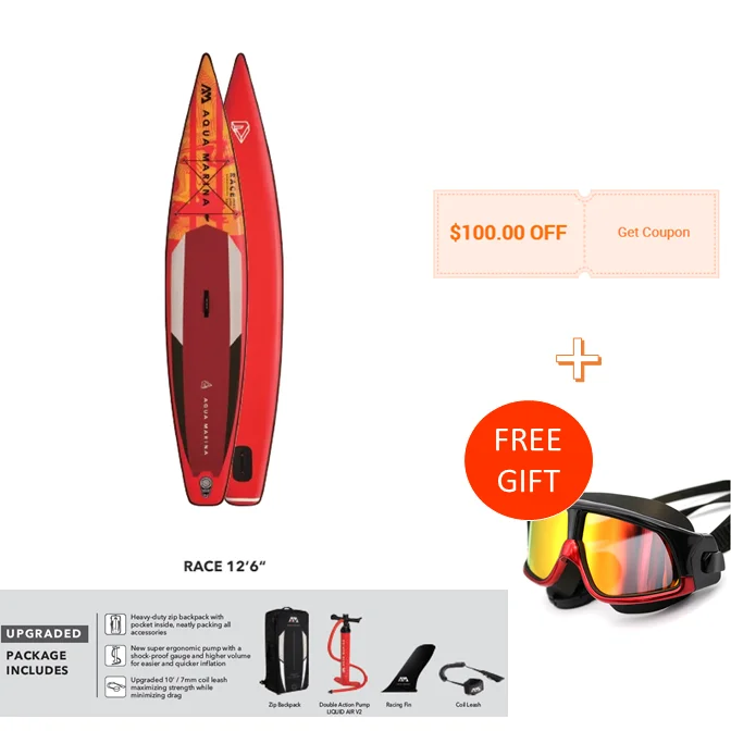 

Racing Inflatable Sup Red Color Fast Speed Race 12'6" Stand Up Paddle Board Surfboard