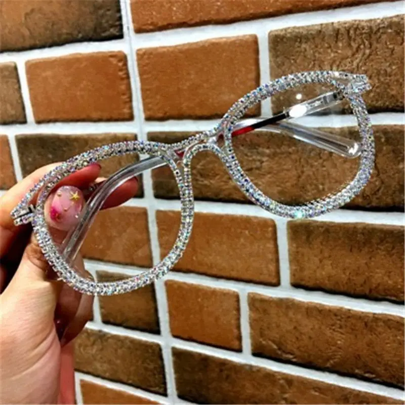 

Fashion Women's Diamond Glasses Square Trend Retro Rhinestone Handmade Glasses Arrivals Hot Style Glasses Rts