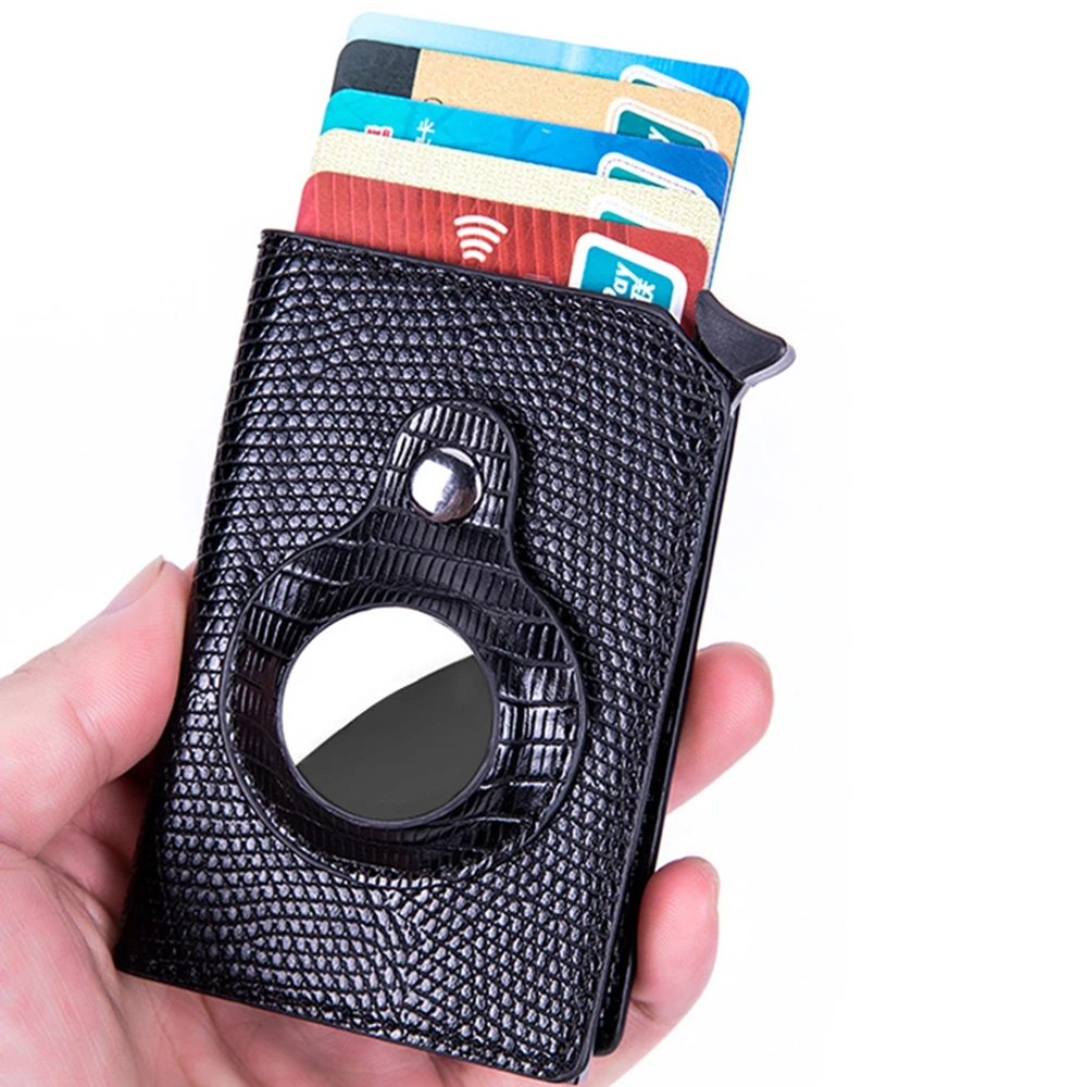 

Classic PU Leather Blocking Pop Up Aluminum Business Card Holder Case ID RFID Wallet Card Holder For Airtag