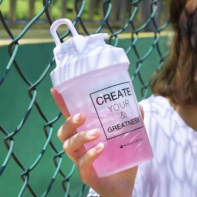 

400ml 600ML shaker bottles custom logo plastic sports protein mug wholesale shaker bottle, Customized color
