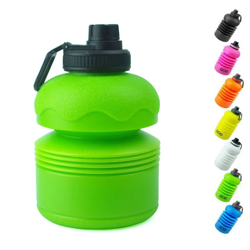 

New Arrival 2.2L Leaf Poof Portable PE+PP Outdoor Foldable Water Bottle, Black,pink,orange,white,green,blue,yellow,and other customied