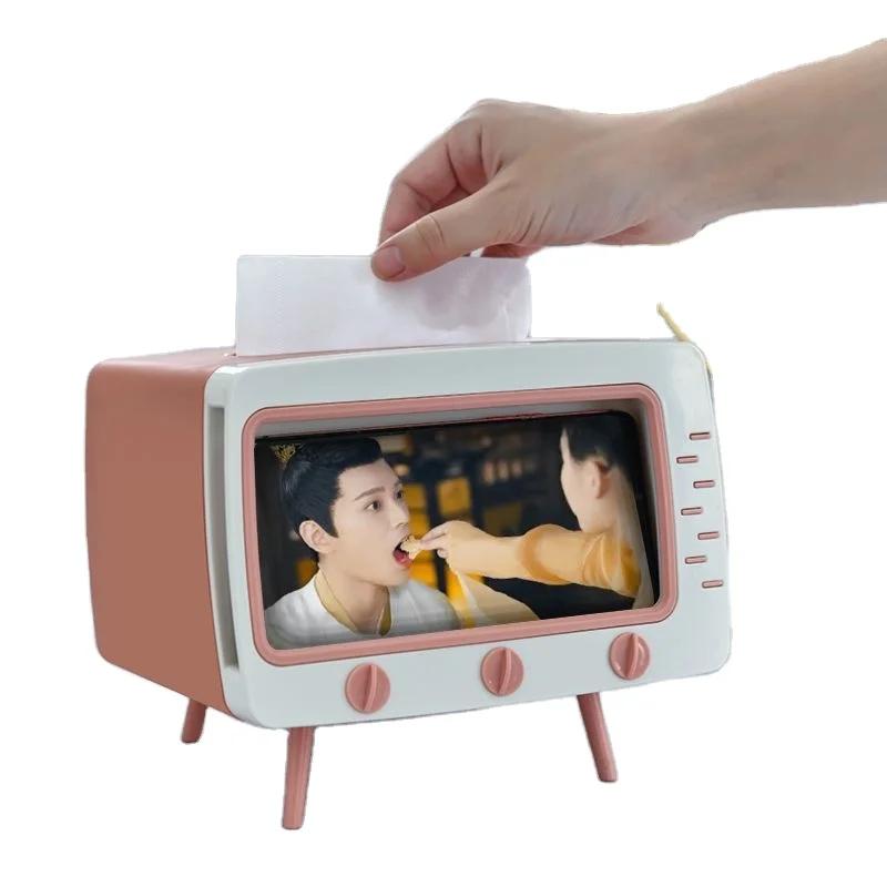

Creative mini TV desktop Tissue Box phone stand Tissue Holder Car Tissue Boxes
