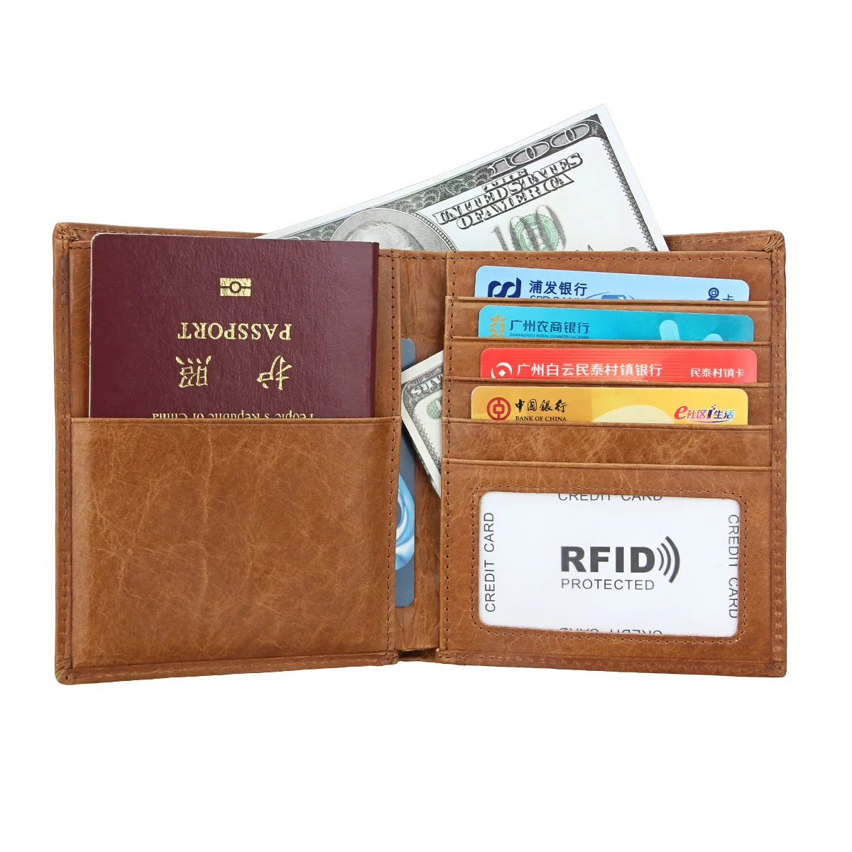 

Wholesales Passport Holder Genuine Leather Passport Bag Custom Rfid Male and Female ID Card Holder