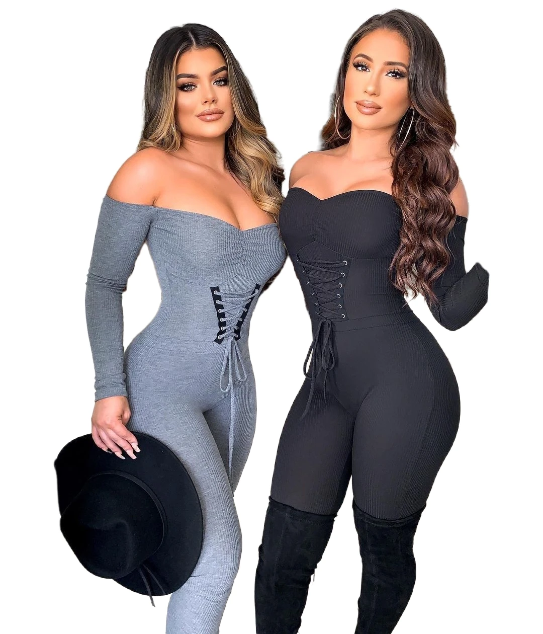 

2021 High End Woman Sexy Money One Piece Fitness jeans Bodycon Long Sleeve Jumpsuit