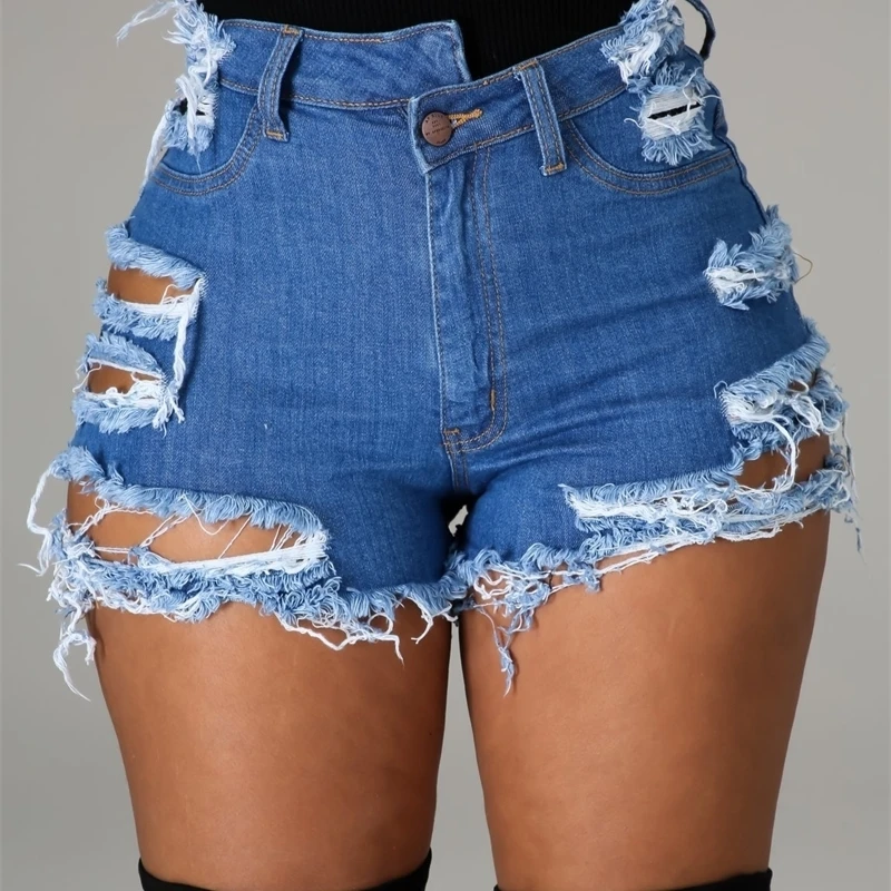 

Fashion Ladies Jeans Denim Shorts Vintage Bleached Hole Summer Shorts Womens Jean Shorts