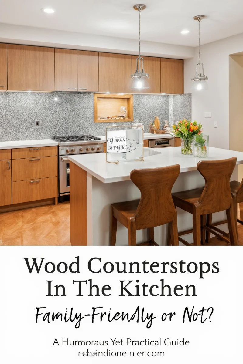 Wood countertop showing signs of water damage