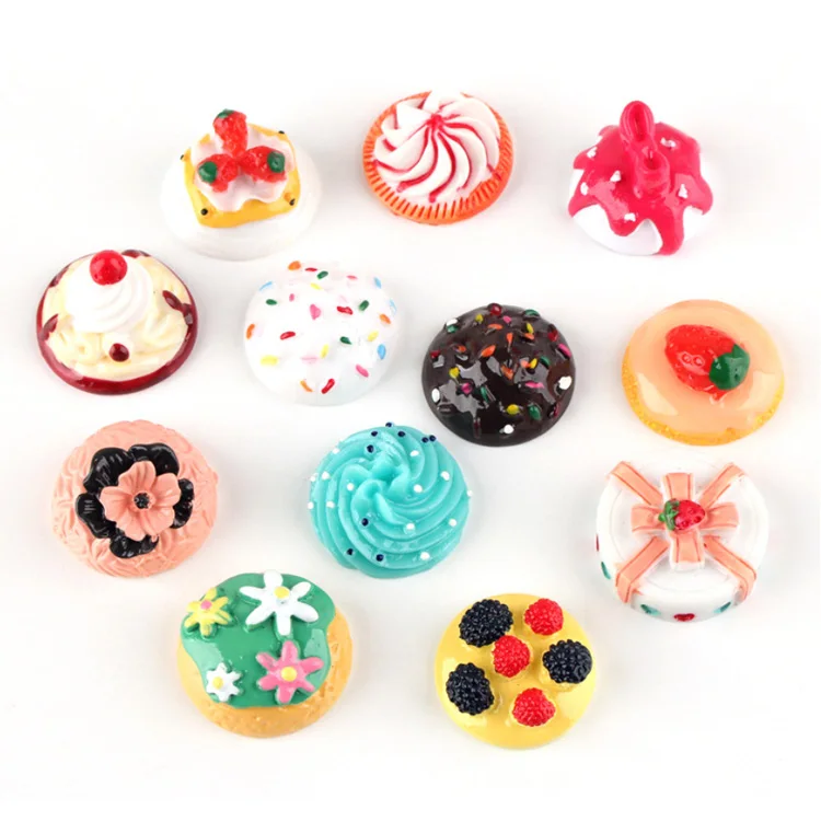 

hot sale good quality small moq new round donut cake design resin cabochon diy accessories for decoration