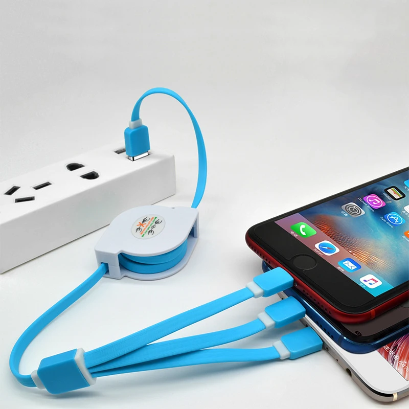 

Customized high quality can adjust the length of the 3-in-1 data cable applicable Android Type-C mobile phone fast charging cabl, As picture