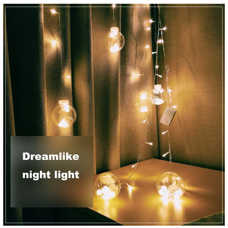 
2.5M LED Christmas Dreamlike Wish Ball Wall Curtain Lamp Fairy Light Holiday Wedding Party Light Christmas Tree Decoration 