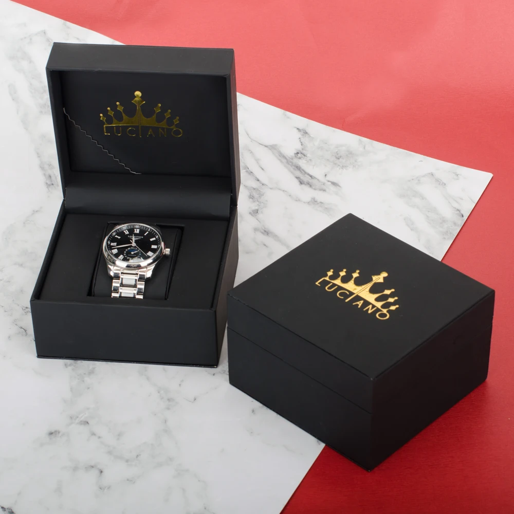 

Wholesale Luxury High Quality New Design Custom Square Watch Box With Gold/Sliver Logo, Any color