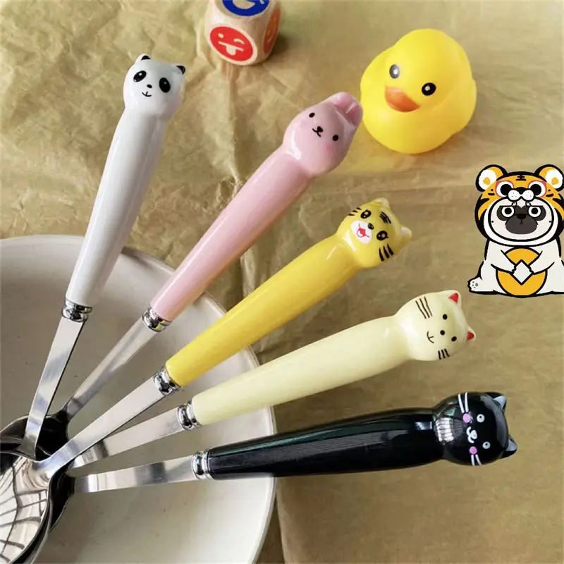 

Wind high appearance level cartoon stainless steel tableware spoon chopsticks a cute children's portable tableware set, Blue