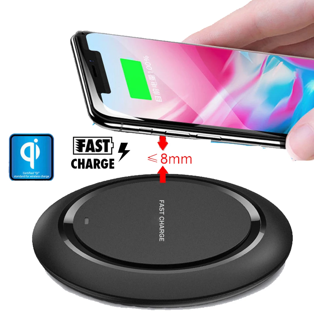 

universal Q18 Qi Wireless Charger 10w mobile phone Fast Charging pad For Iphone X Xs Xr max for samsung, Black ,white