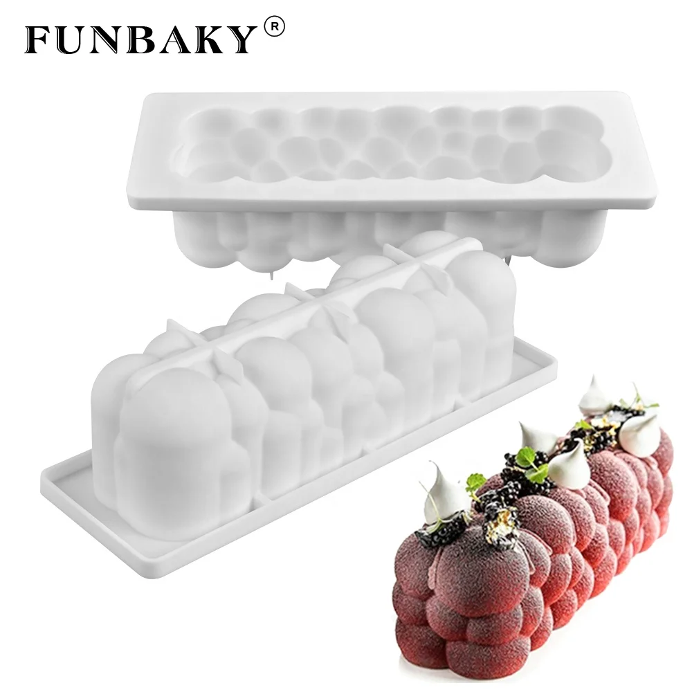 

FUNBAKY JSC2717 Custom 3 D unique break - apart silicone cake mold single large size rectangle shape mousse cake mould, Customized color