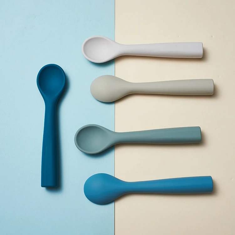 

Colorful silicone baby spoon for infant soft baby training baby feeding spoon, Natural