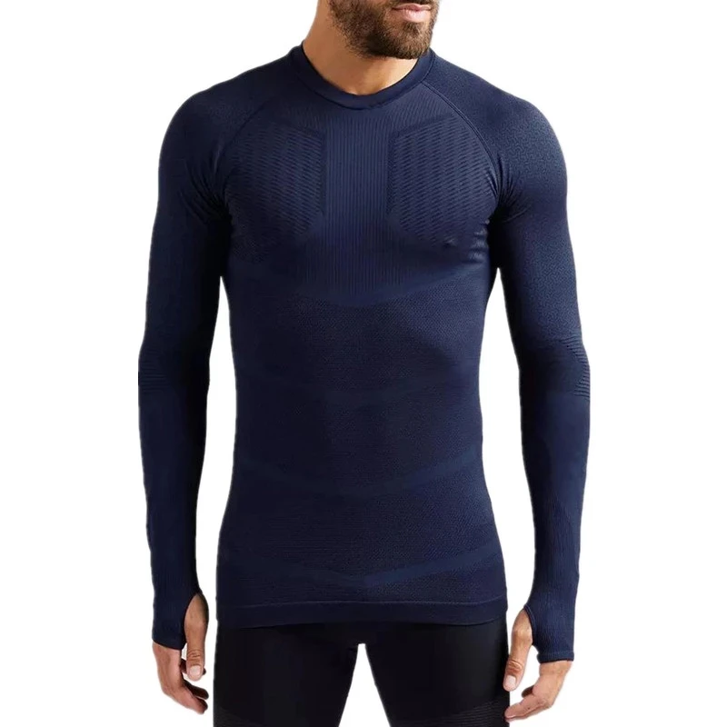 

Men's tight elastic quick Breathable long sleeve sports t-shirt men's leisure fitness clothing wholesale