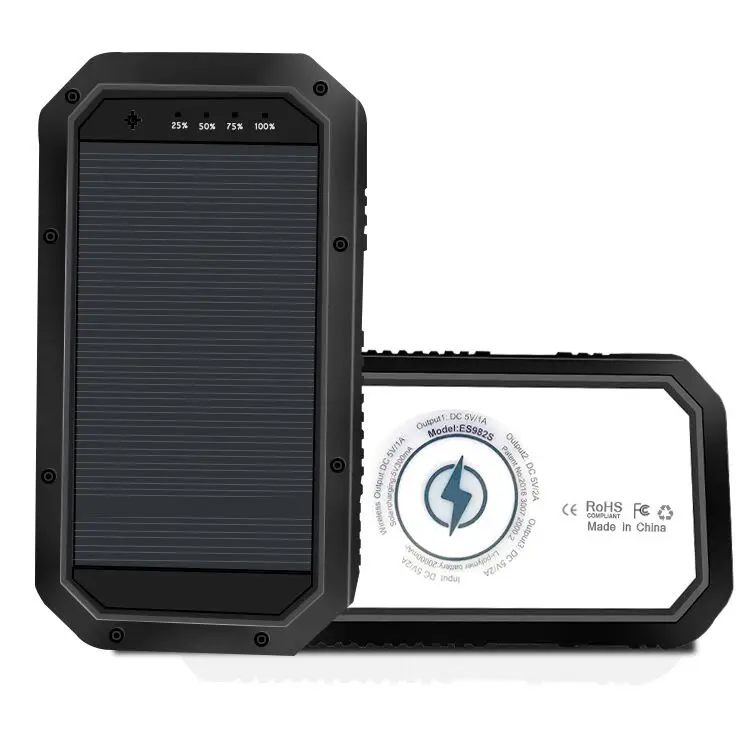

3 Usb Output Solar Power Bank 20000Mah With Light Solar Charger Cell Phone Portable