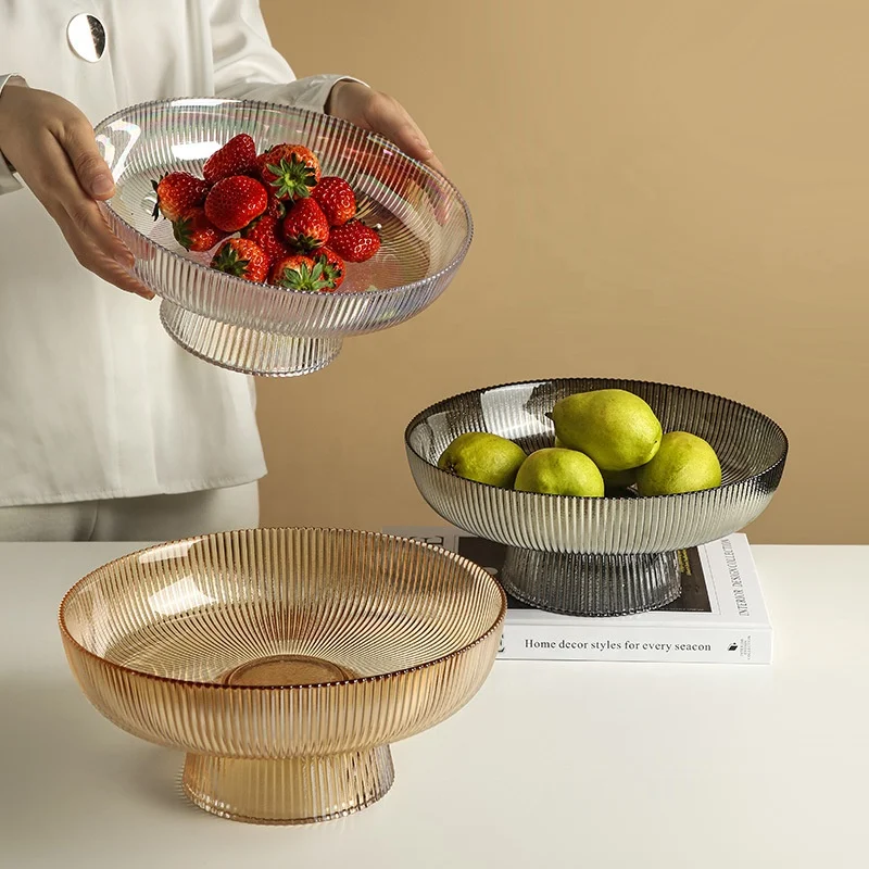 

Nordic Storage Fruit Tray Glass Fruit Tray bandeja de frutas Luxurious Glass Stackable Fruit Plate