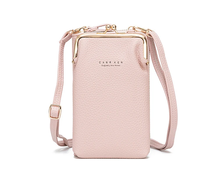 

2021 new ladies multi functional mobile phone bag fashion lychee pattern solid color shoulder bag, As pictures or customized color