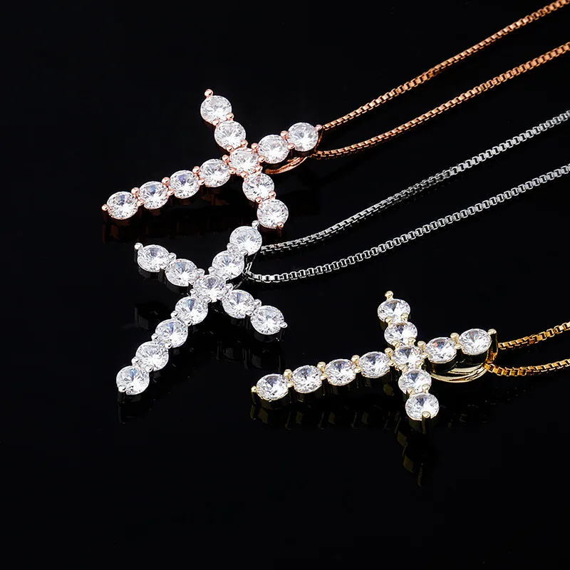 

Fashion Iced Cross necklace 2020 trendy Hip hop 18k gold plated cross pendant necklace iced out necklace men jewelry Wholesale, Multi color