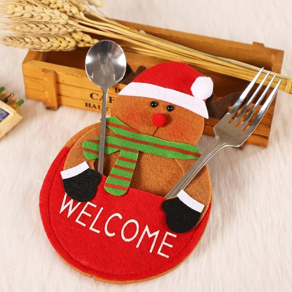 4pcs Christmas Silverware Holders Pockets Christmas Felt Cutlery Holders For Festival Party