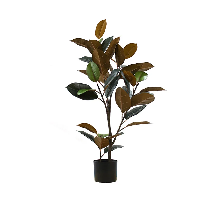

Indoor and Outdoor Decoration Artificial Plastic Bonsai Tree Faux Rubber Tree Potted Plant, Green