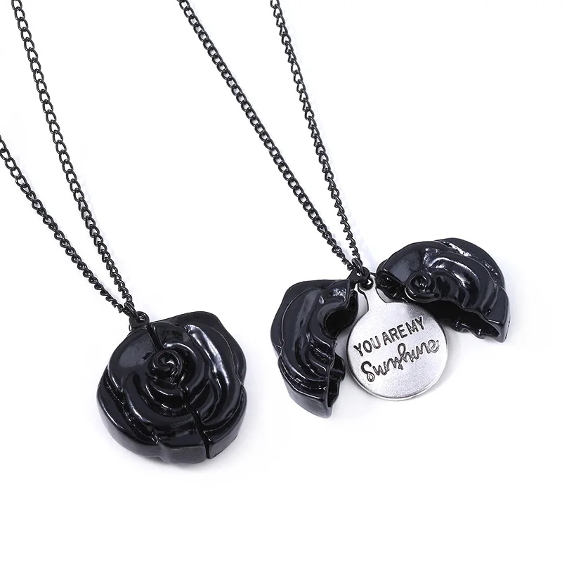 

2020 New Arrival Valentine Day Jewelry You Are My Sunshine Open Rose Necklace, Picture