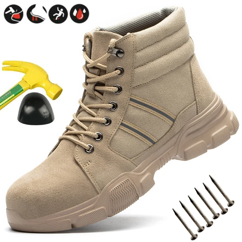 

Lightweight Work Safety Boots Safety Shoes Men Women Steel Toe Shoes Work Shoes Boots Puncture-Proof Boots Work Footwear, Black brown